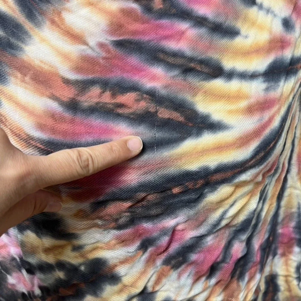 Brightly Twisted Tie Dye Rectangle Scarf Shawl Wrap Tassel Hippie Boho Artsy